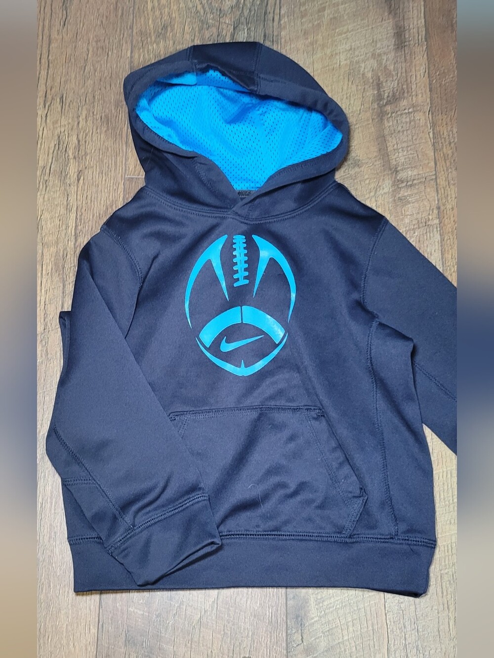 Nike Boys 4T Navy Pullover Hoodie with Bright Blue Football Logo